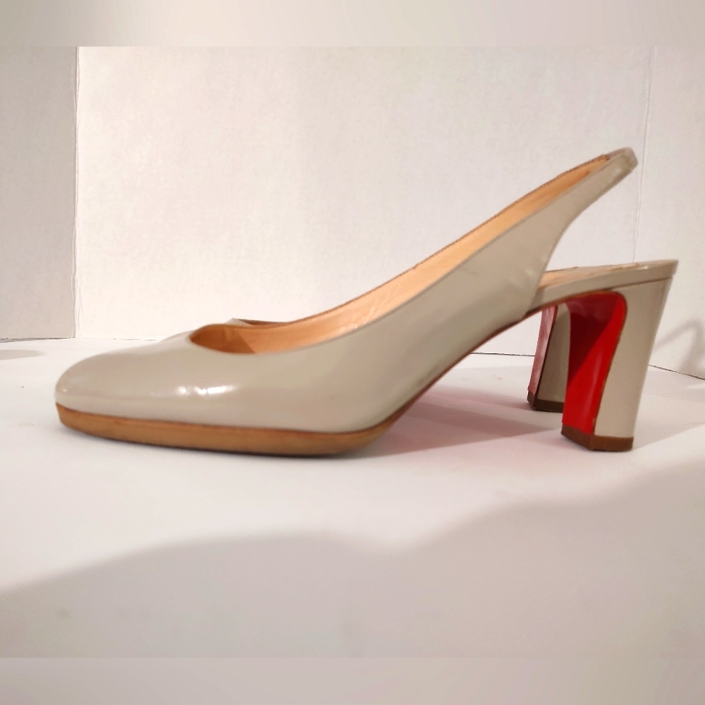 3-in Christian louboutin bone slingback heels with vibram
